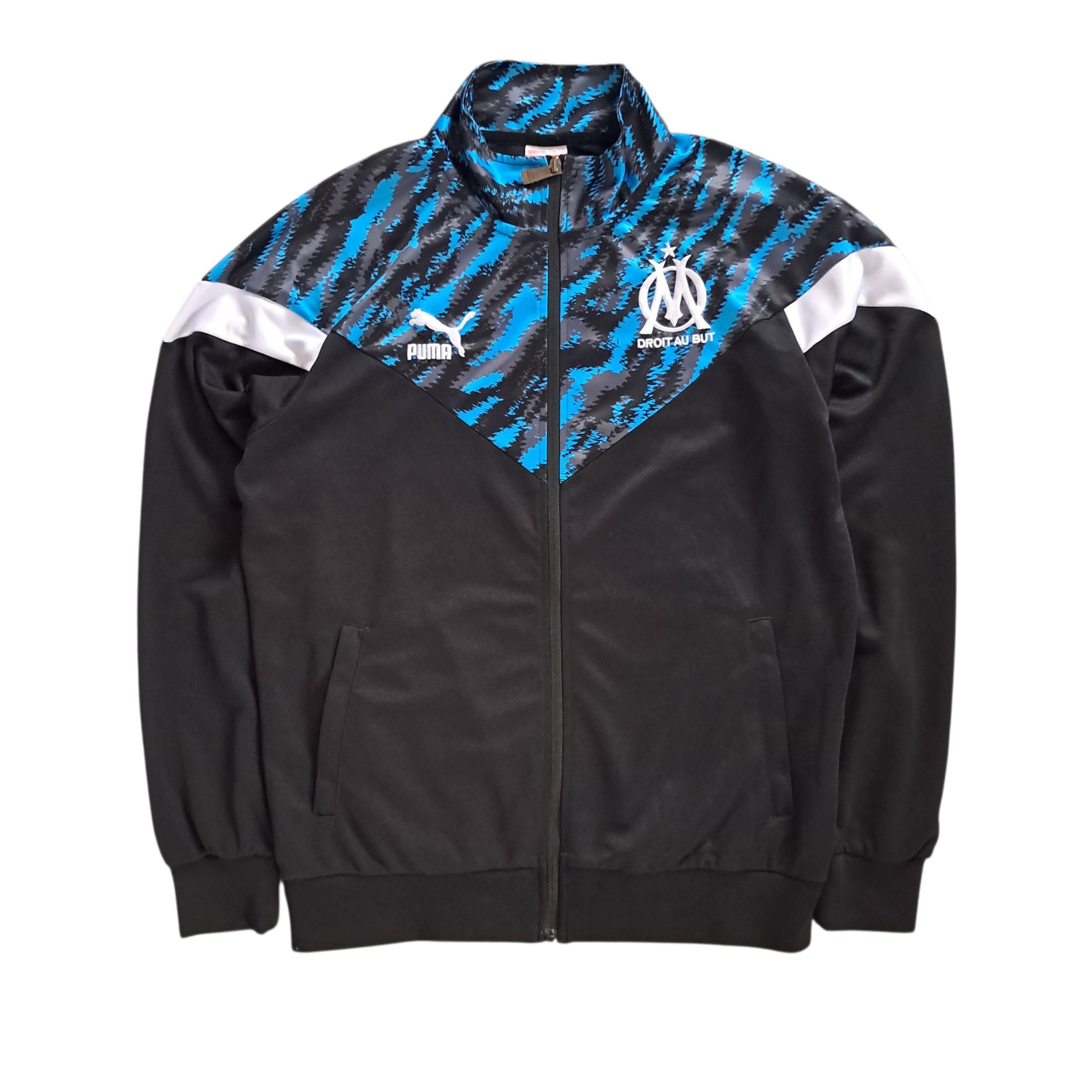 Olympique Marseille x Adidas Trainingsjacke – Schwarz / Blau / Weiß – Größe M
