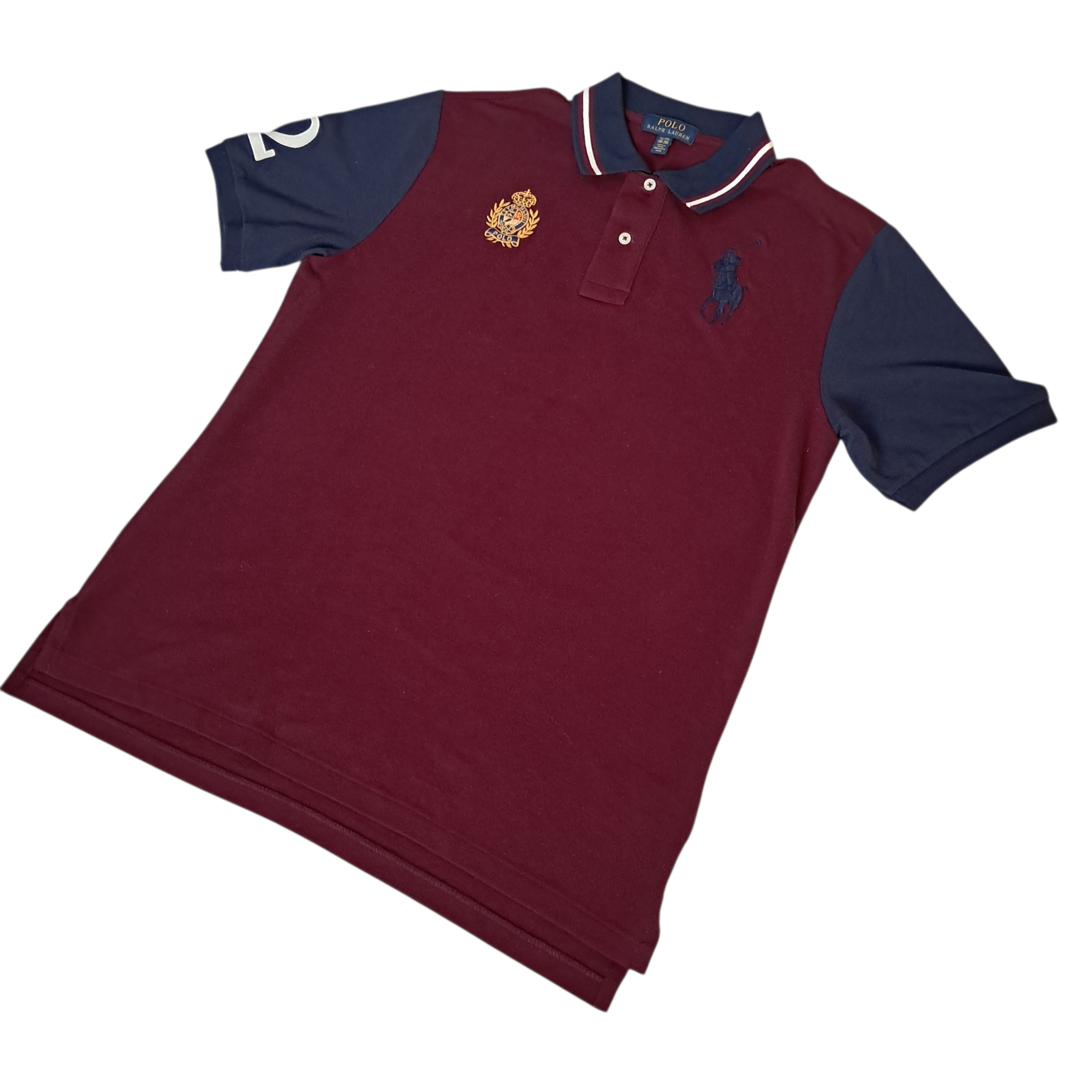 Ralph Lauren Big Pony Polo – Burgunderrot / Marineblau – Größe L