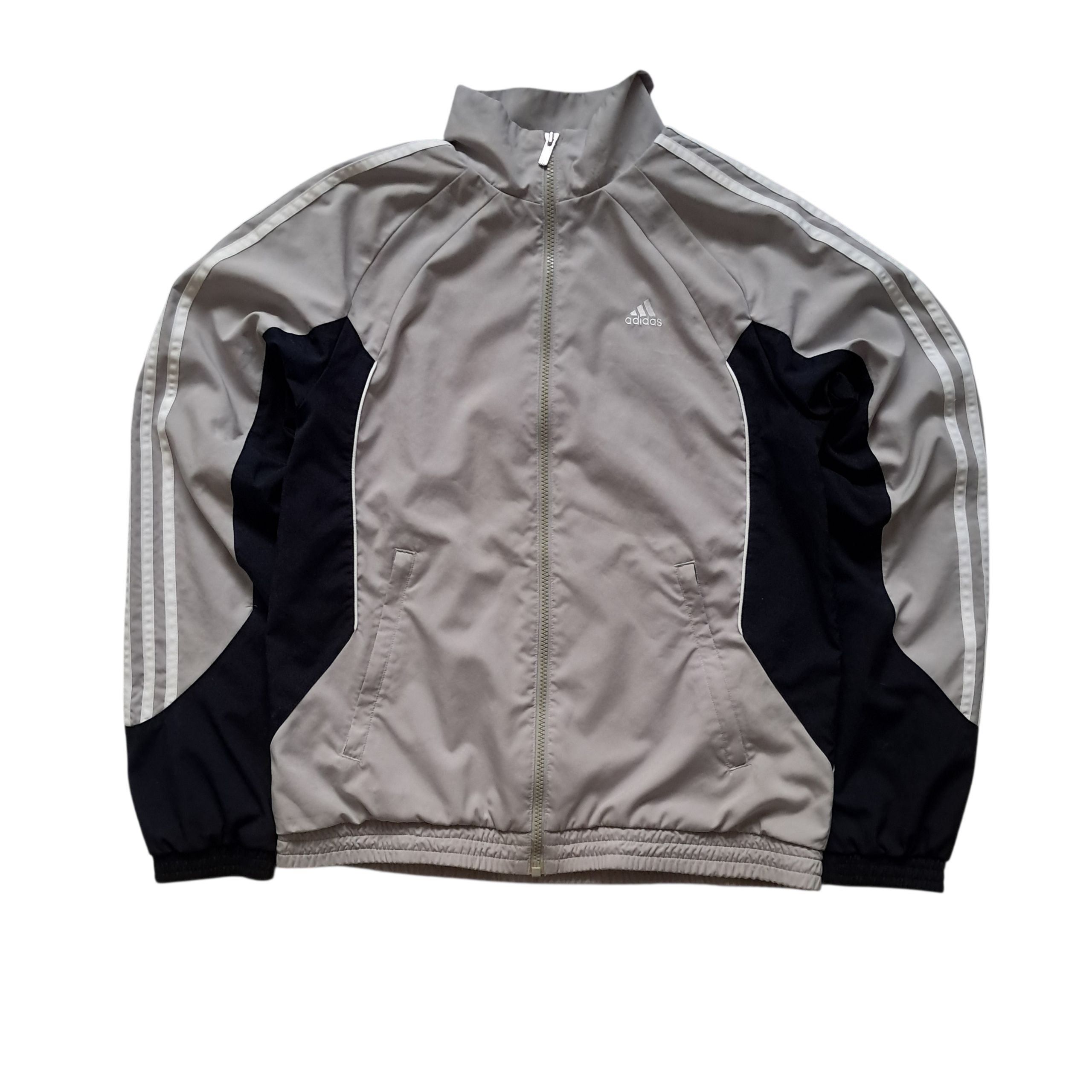 Adidas Vintage Trackjacket / Windbreaker 2010er – Grau Schwarz – Größe S