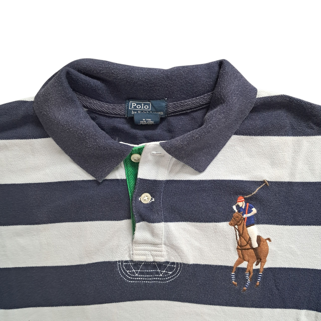 Ralph Lauren Big Pony Polo – Marine Weiß Gestreift – Größe S
