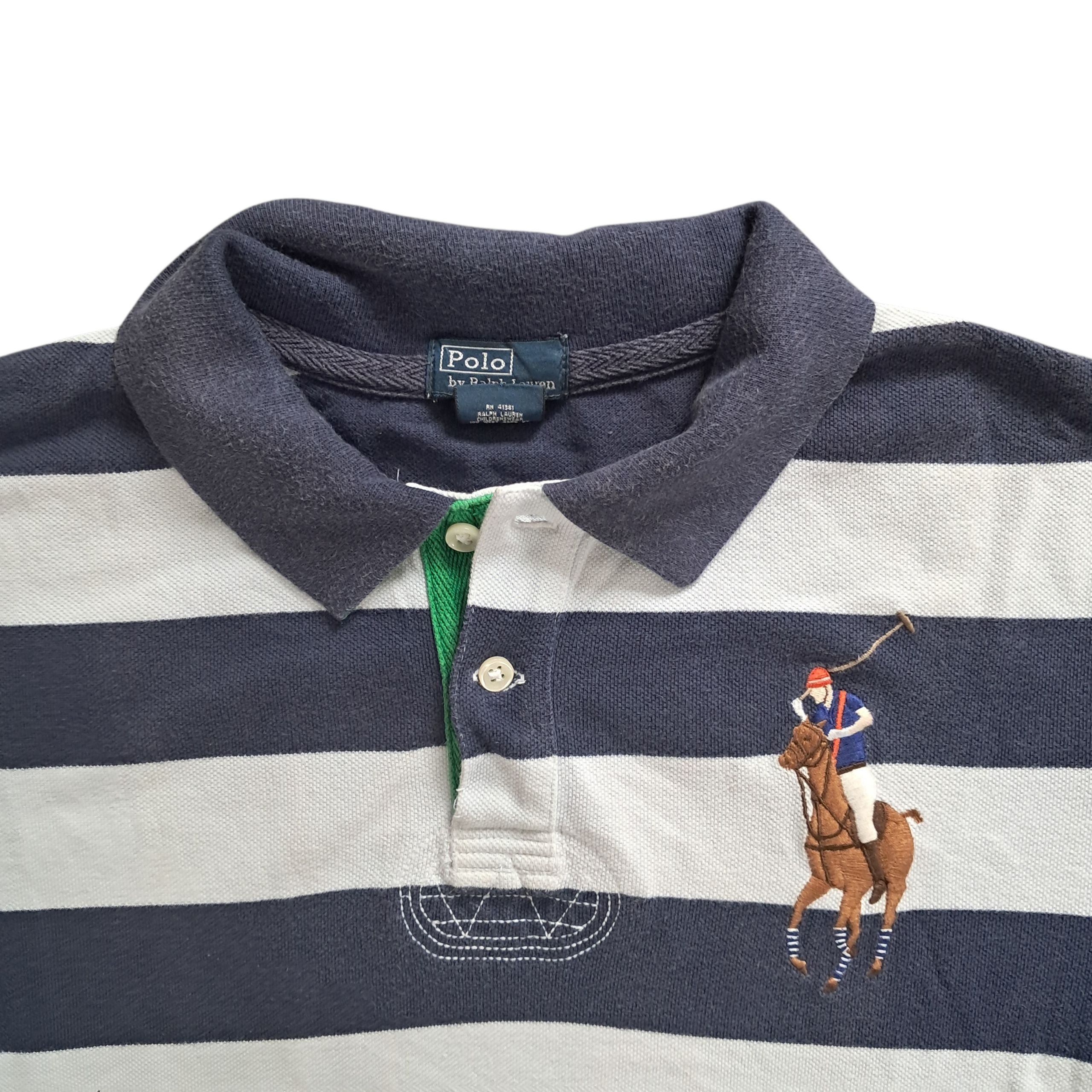Ralph Lauren Big Pony Polo – Marine Weiß Gestreift – Größe S