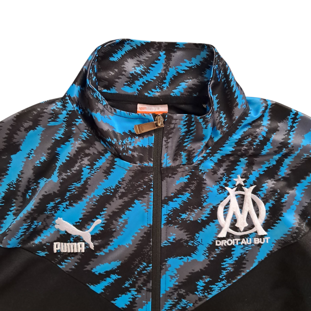 Olympique Marseille x Adidas Trainingsjacke – Schwarz / Blau / Weiß – Größe M