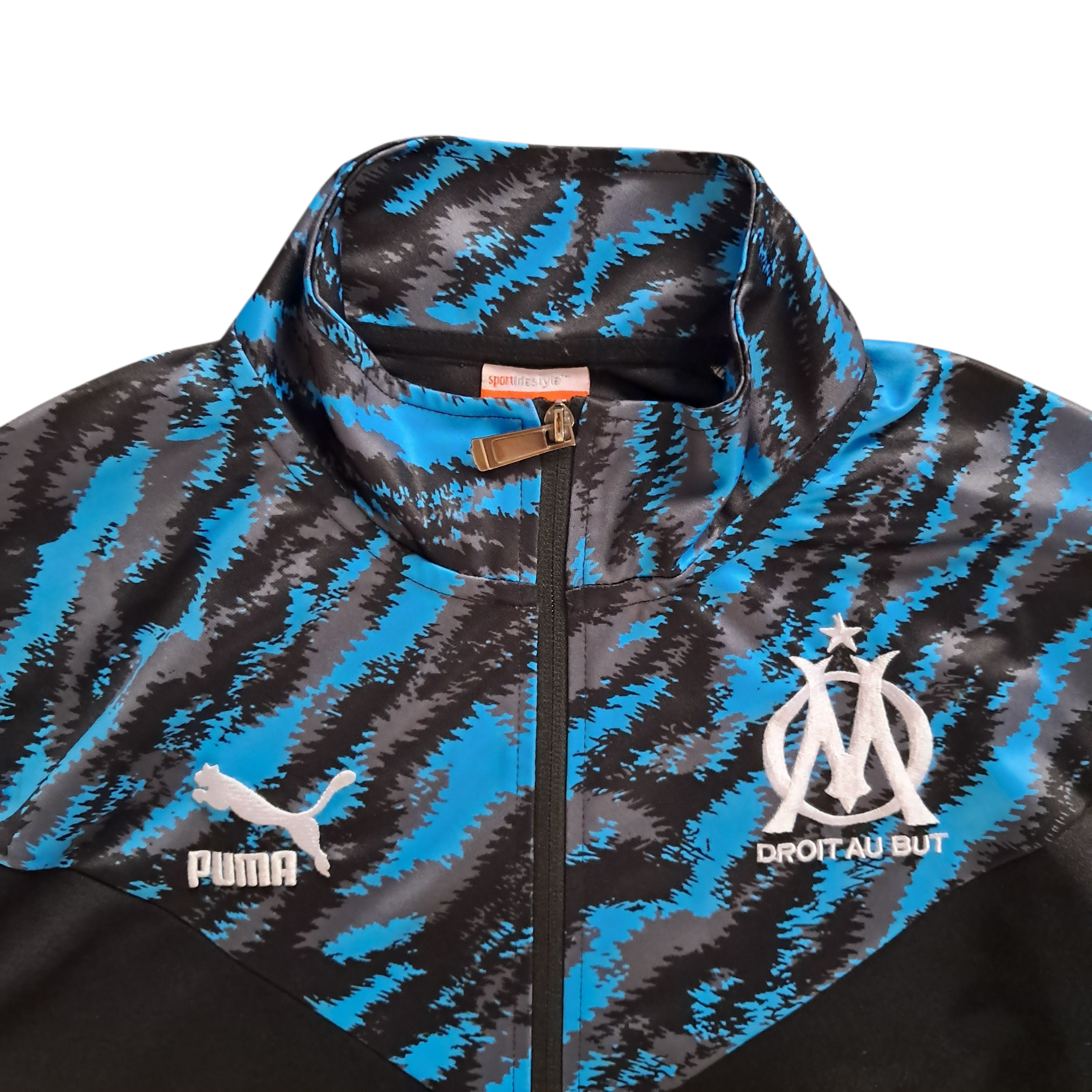 Olympique Marseille x Adidas Trainingsjacke – Schwarz / Blau / Weiß – Größe M