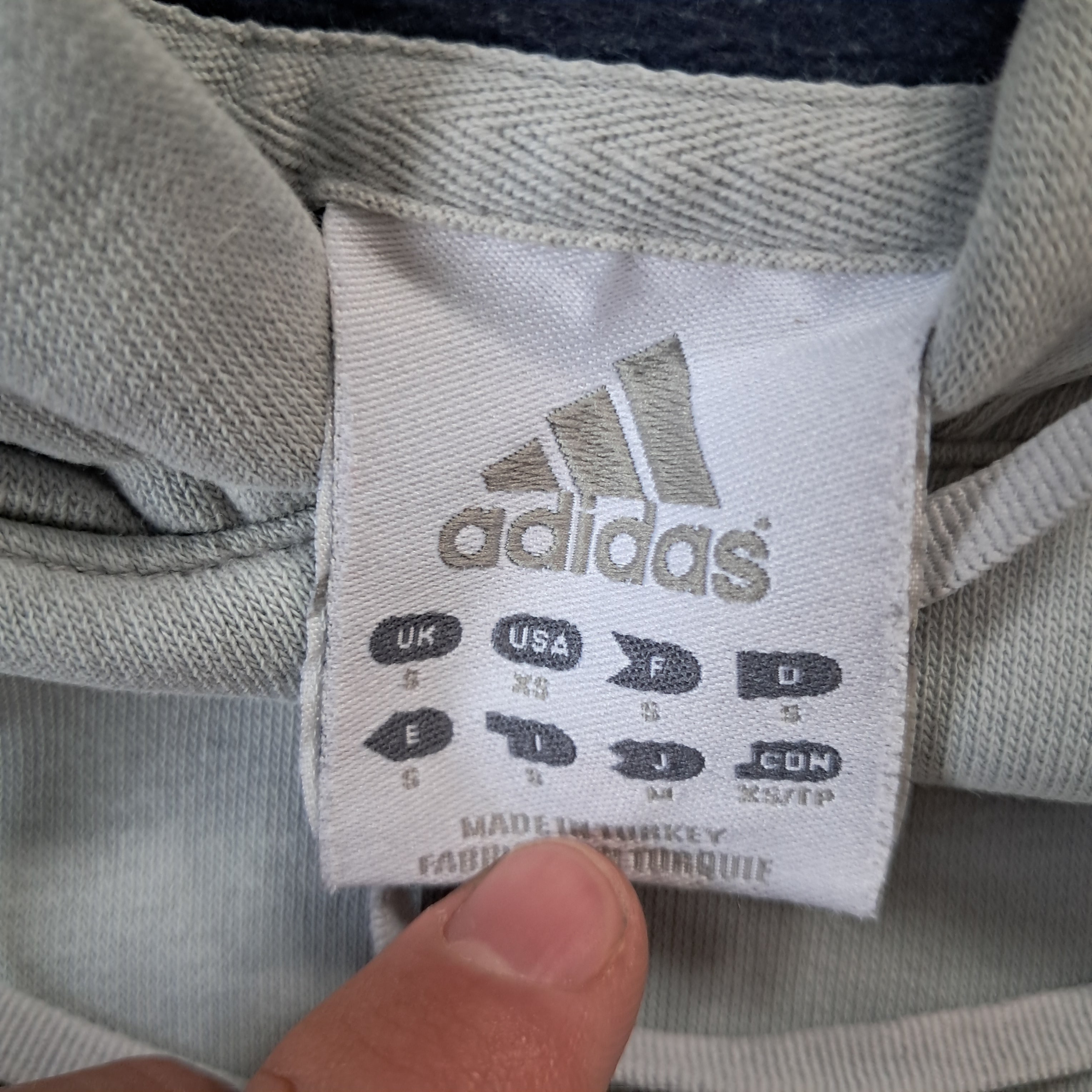 Adidas Vintage Pullover / Hoodie 2002 – Grau Schwarz – Größe S