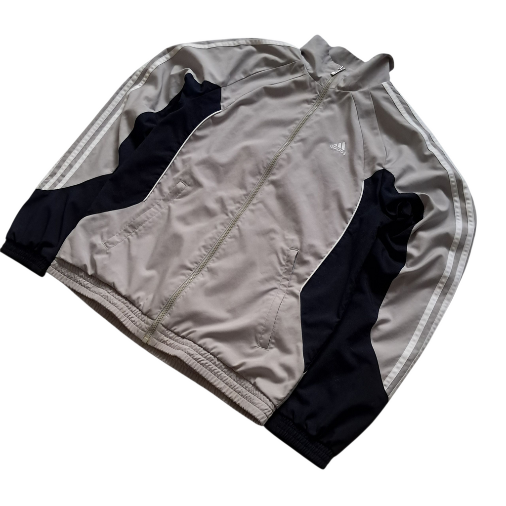 Adidas Vintage Trackjacket / Windbreaker 2010er – Grau Schwarz – Größe S