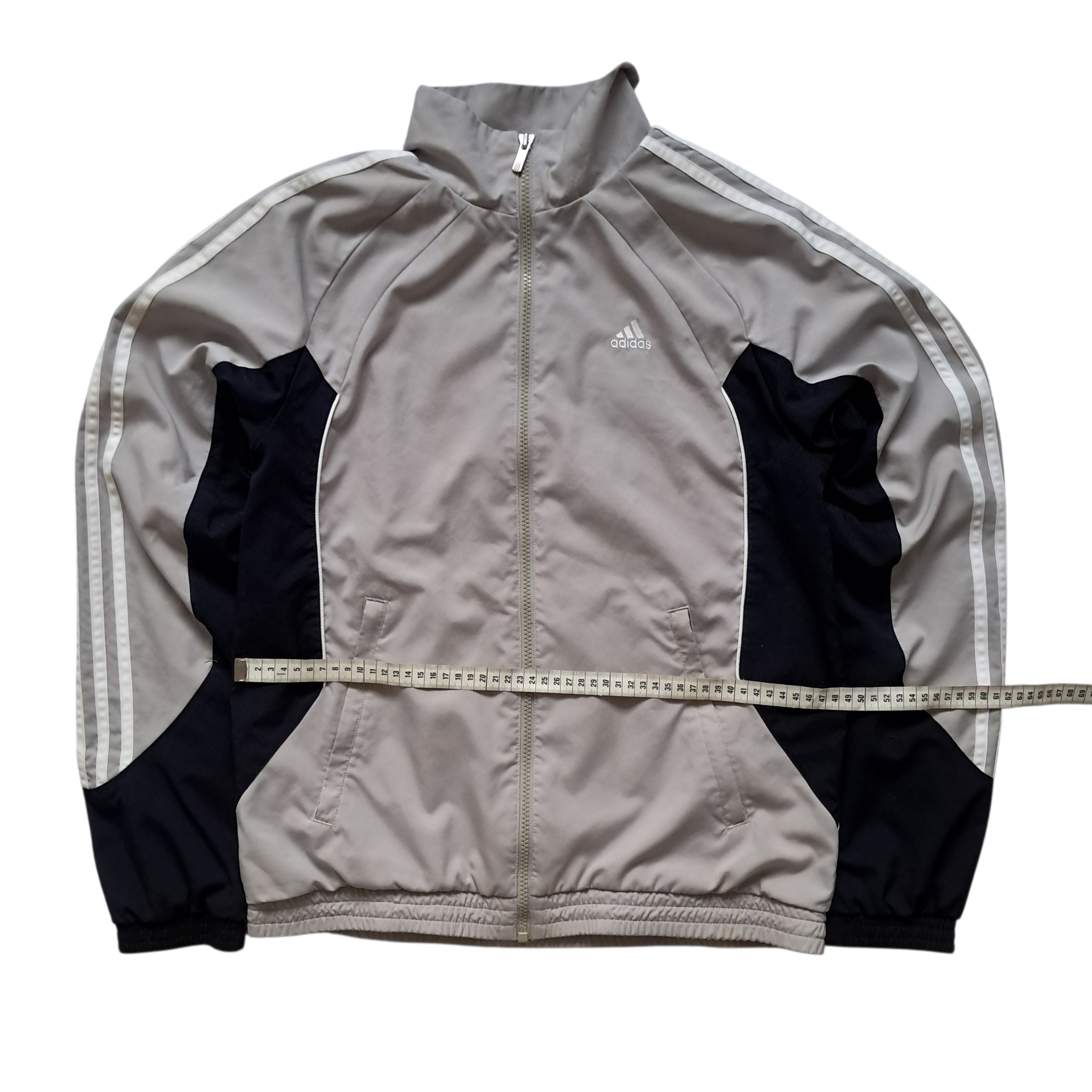 Adidas Vintage Trackjacket / Windbreaker 2010er – Grau Schwarz – Größe S