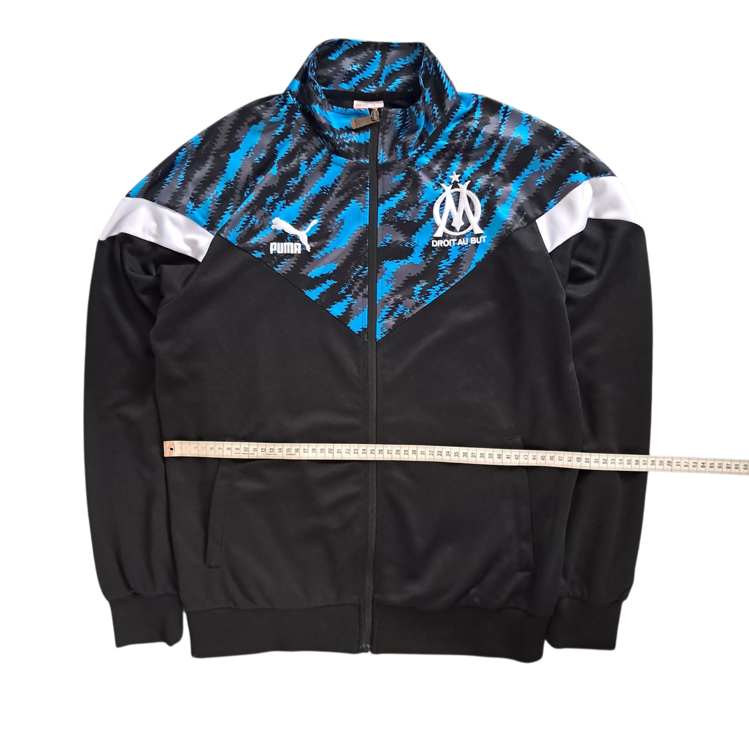 Olympique Marseille x Adidas Trainingsjacke – Schwarz / Blau / Weiß – Größe M