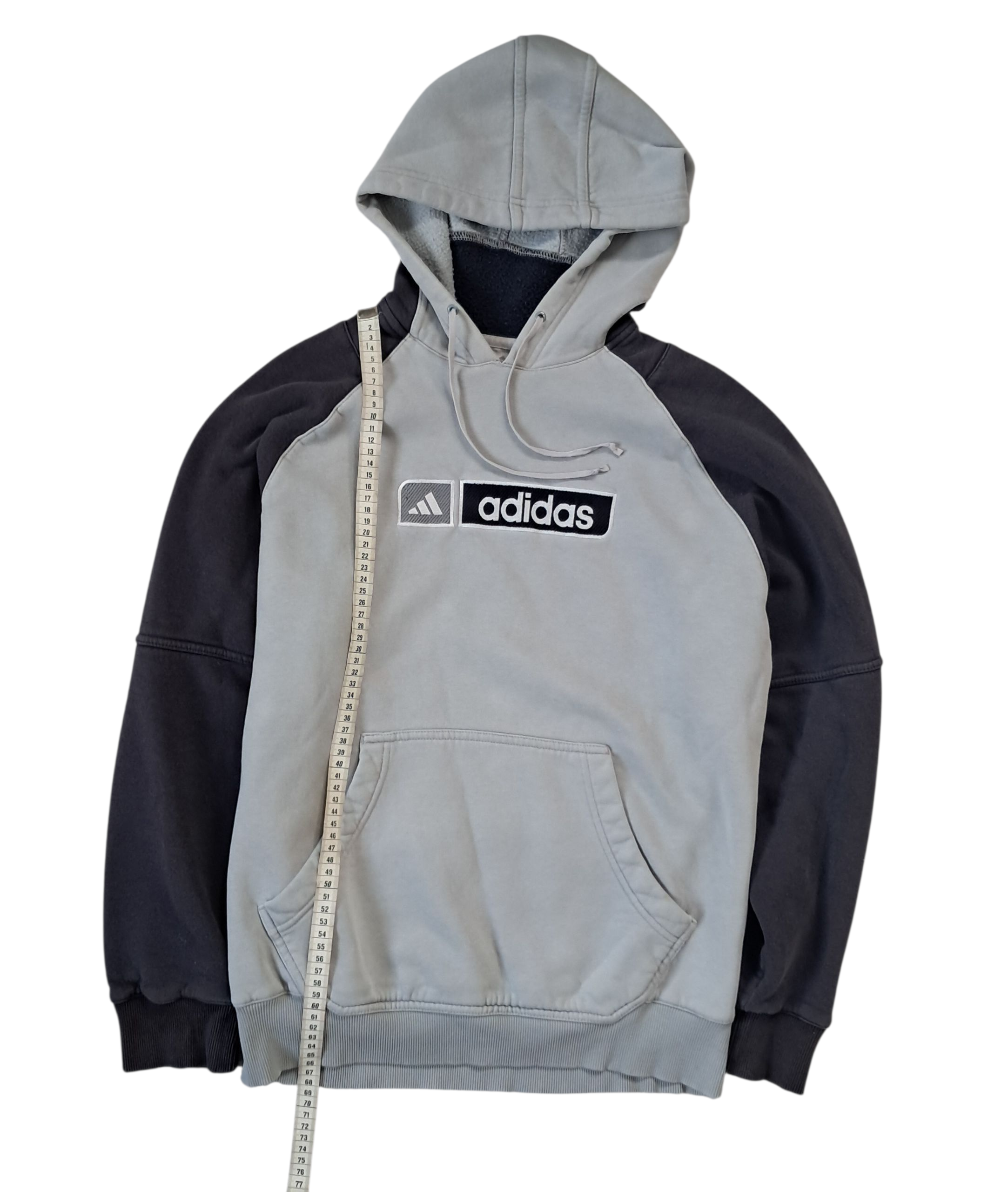Adidas Vintage Pullover / Hoodie 2002 – Grau Schwarz – Größe S