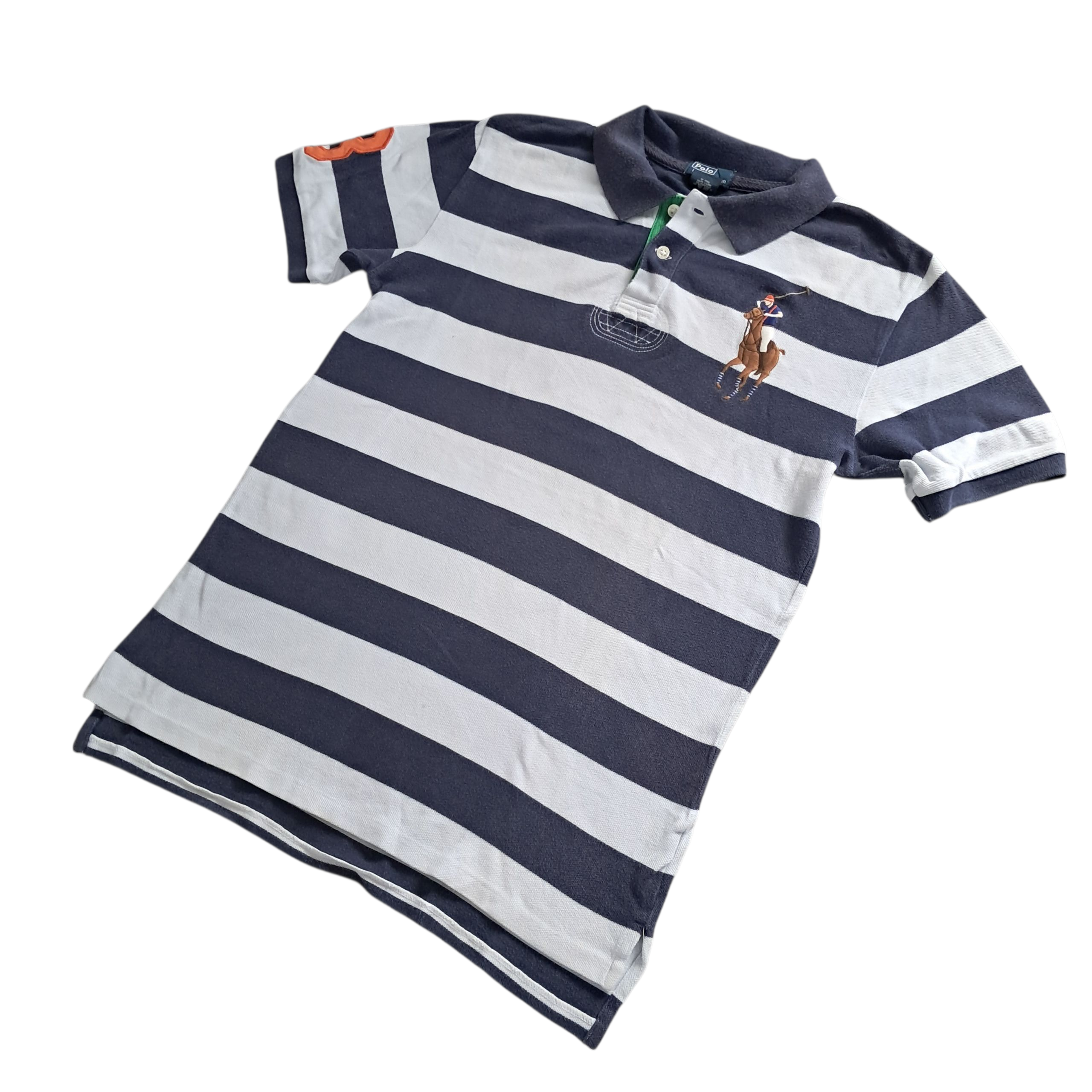 Ralph Lauren Big Pony Polo – Marine Weiß Gestreift – Größe S