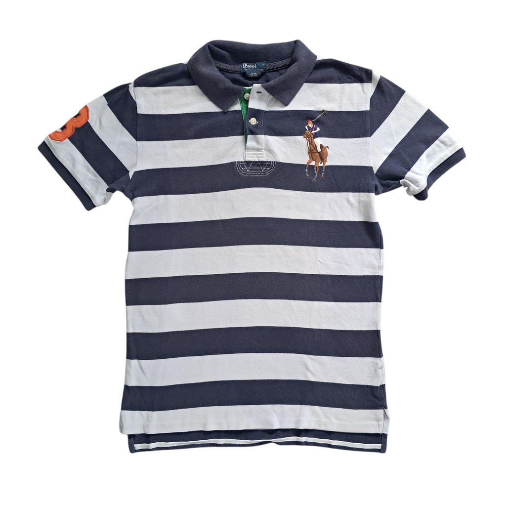 Ralph Lauren Big Pony Polo – Marine Weiß Gestreift – Größe S