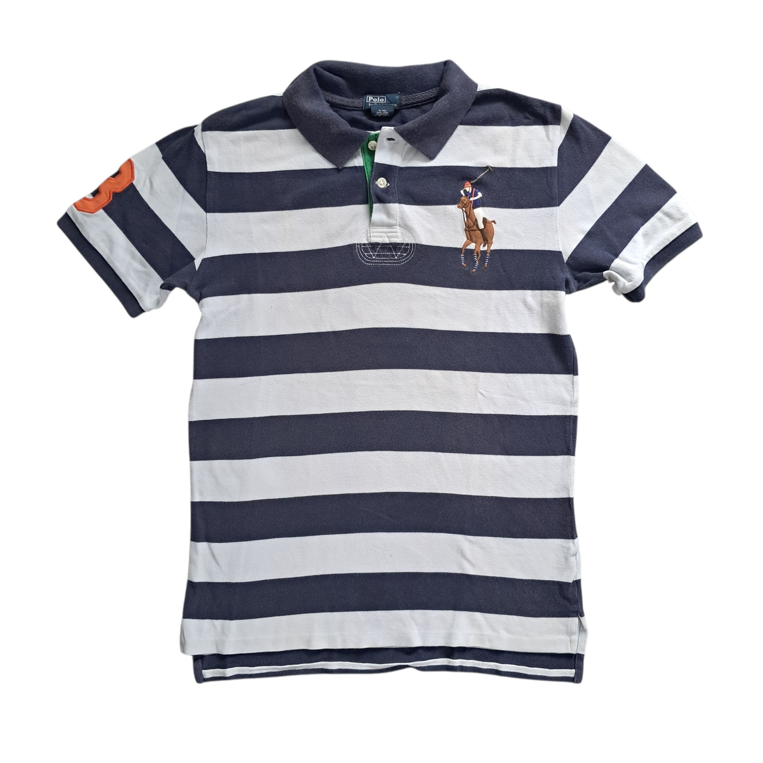 Ralph Lauren Big Pony Polo – Marine Weiß Gestreift – Größe S