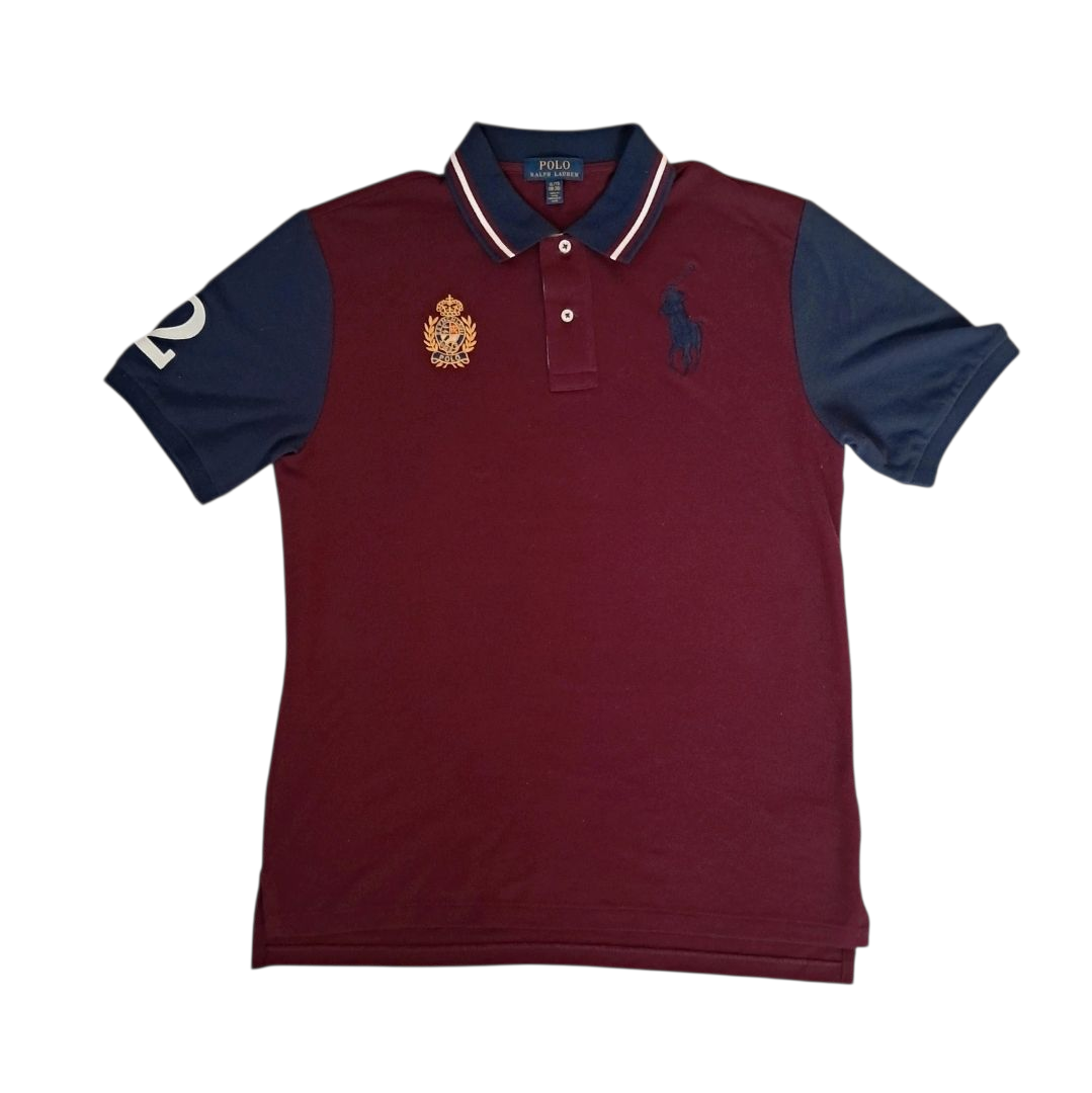 Ralph Lauren Big Pony Polo – Burgunderrot / Marineblau – Größe L