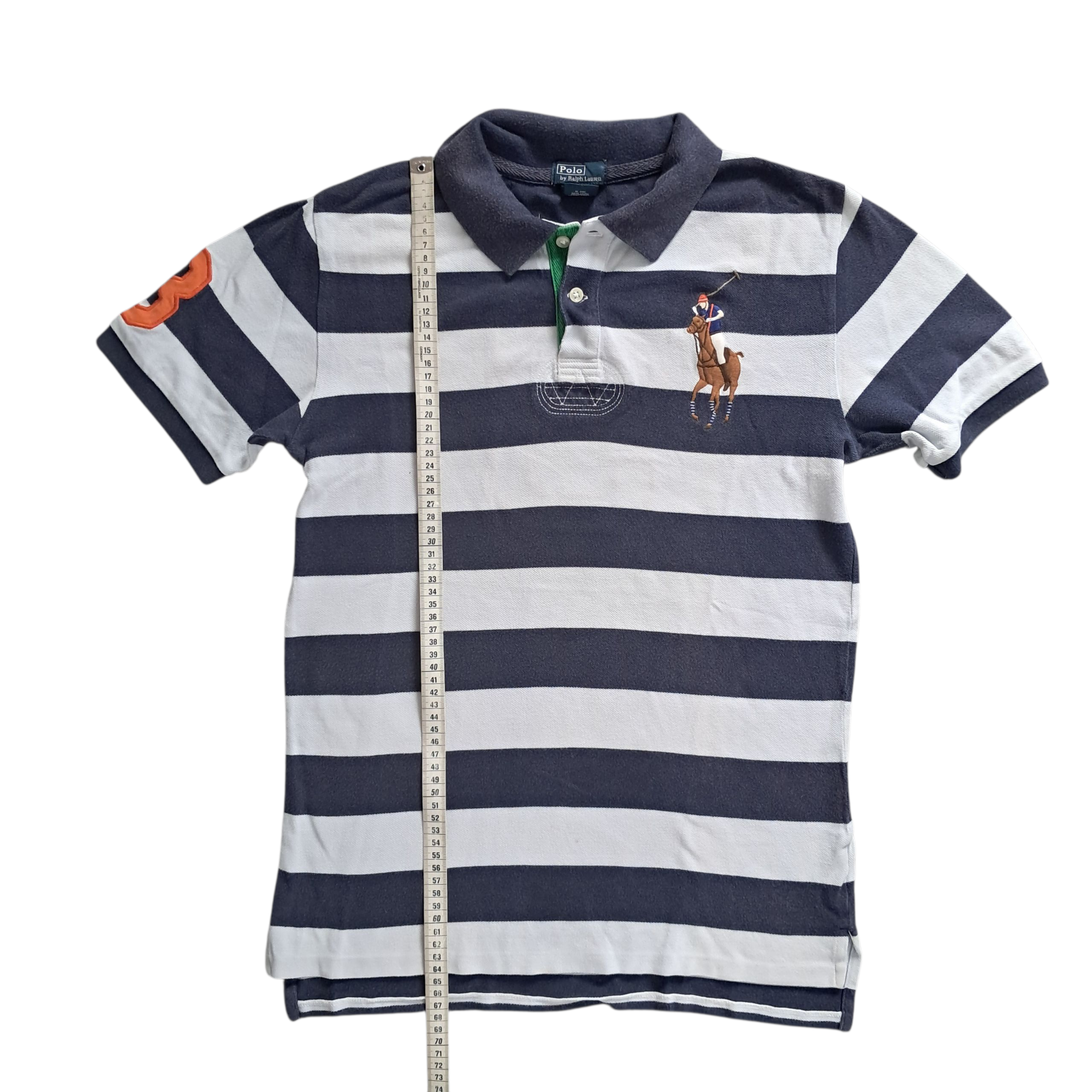 Ralph Lauren Big Pony Polo – Marine Weiß Gestreift – Größe S
