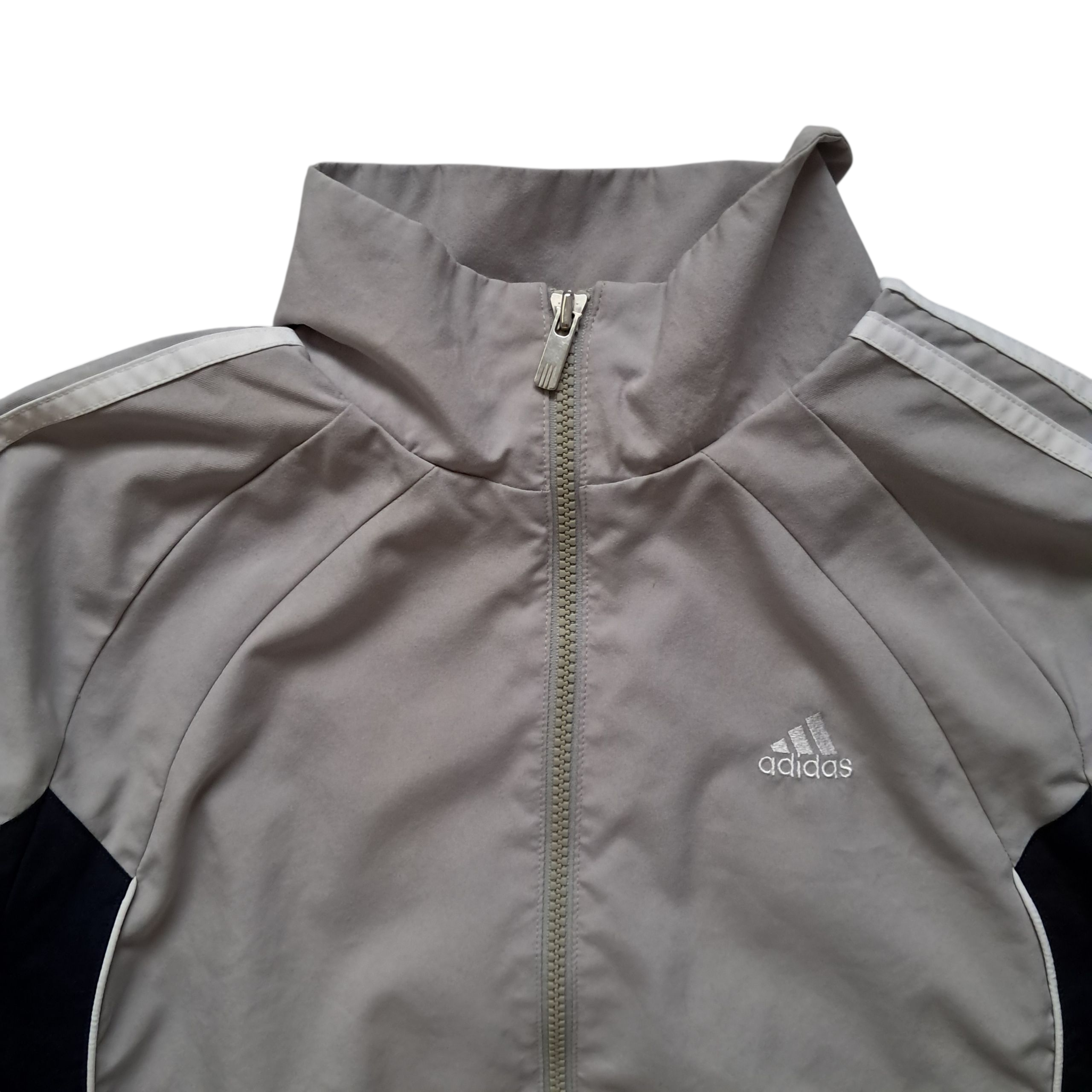 Adidas Vintage Trackjacket / Windbreaker 2010er – Grau Schwarz – Größe S