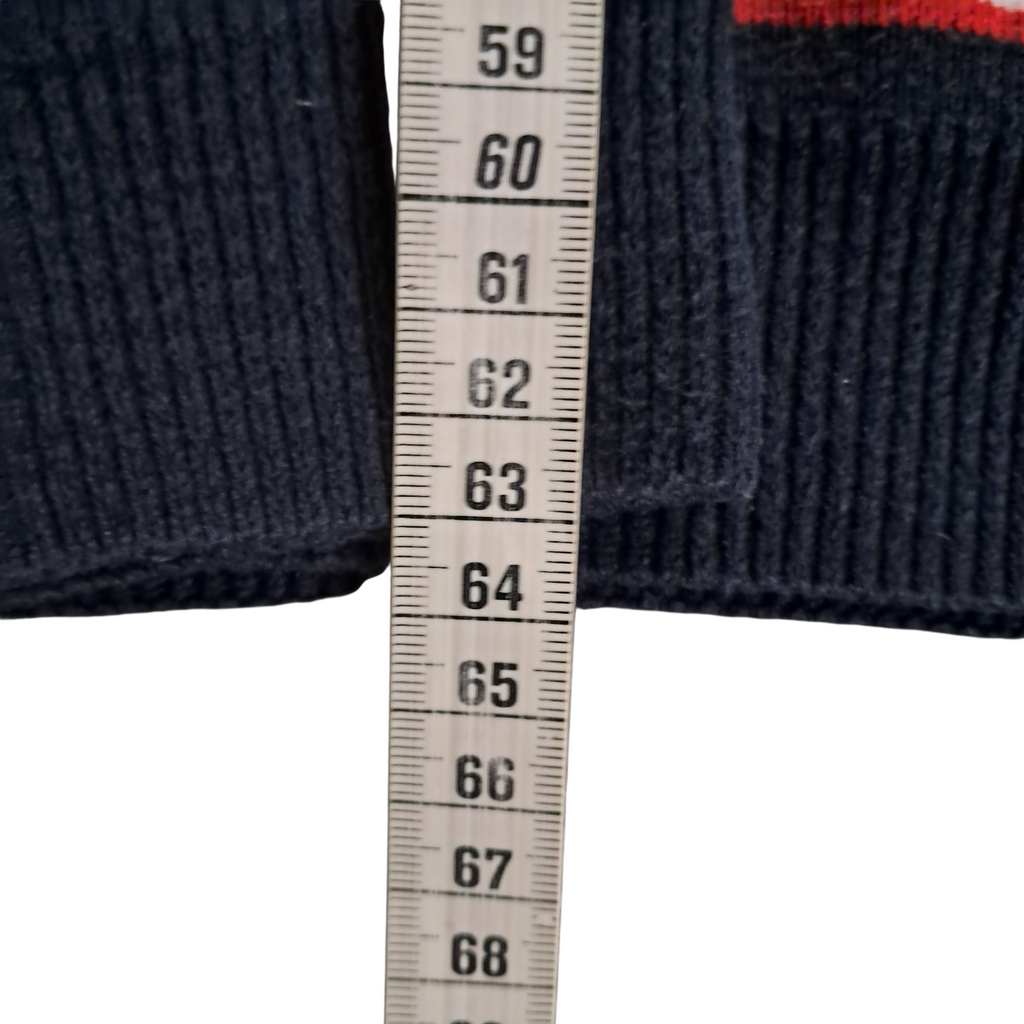 Lacoste Sweater – Schwarz mit Blau / Weiß / Rot gestreift – Größe XL