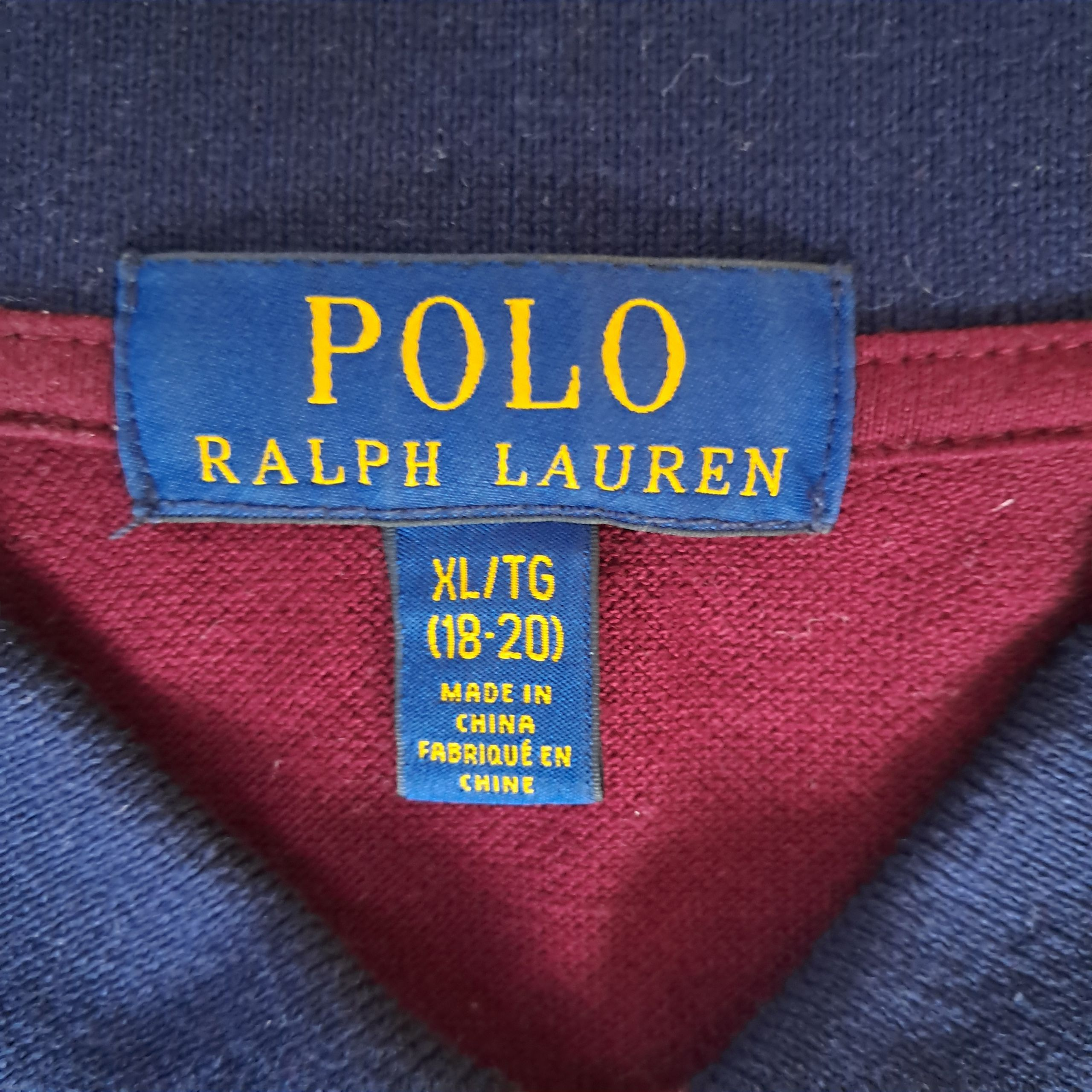 Ralph Lauren Big Pony Polo – Burgunderrot / Marineblau – Größe L